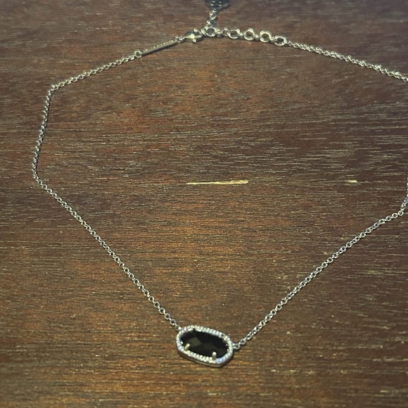 Kendra Scott • Elisa Pendant Necklace • Silver Tone Black Opaque Glass - Picture 3 of 3